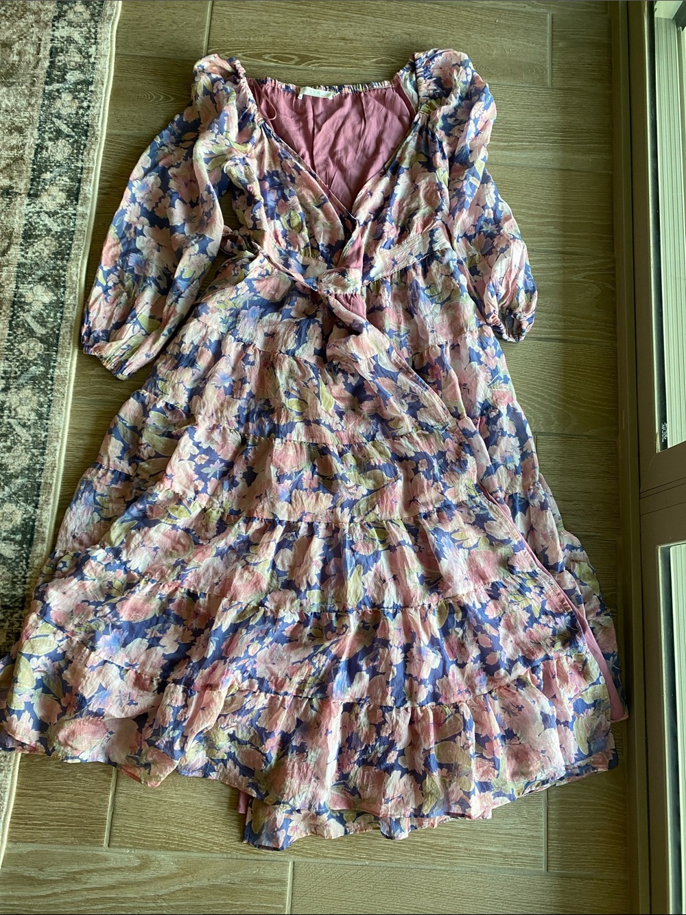 Astr Floral Wrap Maxi Dress in Pink and Lavender - Picture 5 of 8